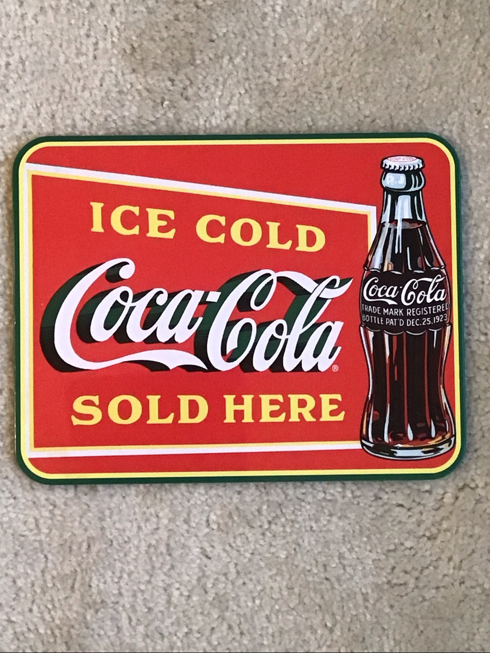 Coca Cola Branded Tin Sign, 8 3/8” x 6 1/3”